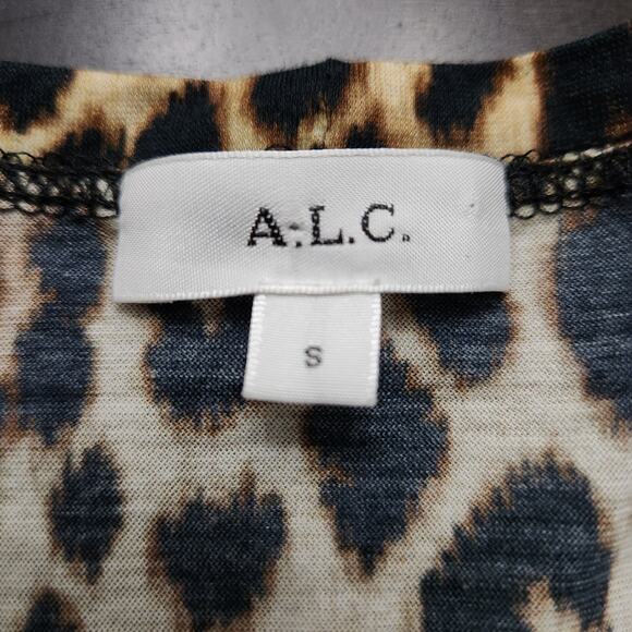 A.L.C. Leopard Print Puff Sleeve Blouse Size Small - Picture 3 of 5
